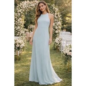 Show Me Your Mumu Chicago High Neck‎ Gown Silver Sage Maxi Dress L